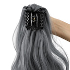 Claw Clip Ponytail Extension 18" Clip in Wavy Ponytail Hair Extensions Long Pony Tails for Women Extensions Granny Gray Wave Hairpiece