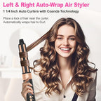 Air Styler Hair Dryer Brush - 110,000 RPM Flexible Hair Styler for Fast Drying/Rotating Curling/Volumizing/Straightening, Auto Wrap Curlers, High-Speed Oval Blow Brush Hair Dryer (Black-Brass)