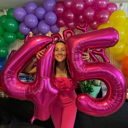 1 Balloon - Pink with Crown Birthday Number Balloons, 40 Inch Decorations | - Image 3