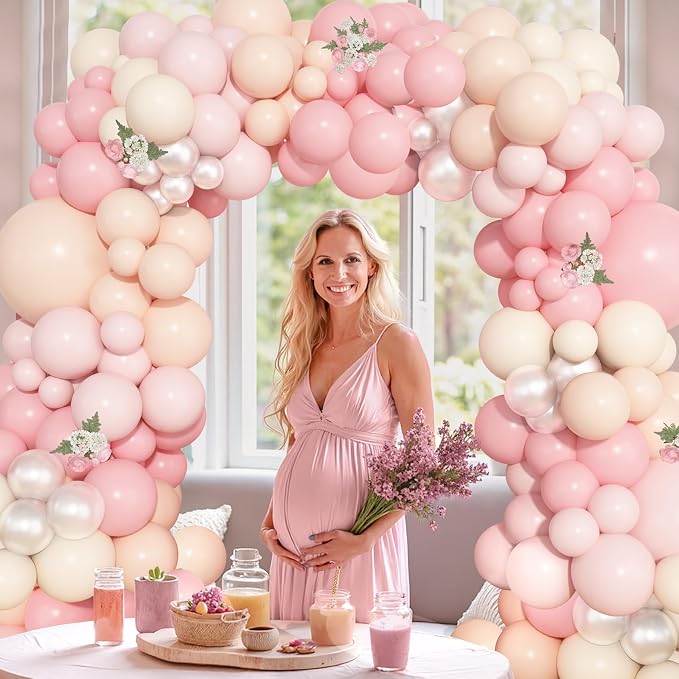 157Pcs Pink Balloons Arch Garland Kit Different Size | Light Pastle Pink Ivory - Image 5