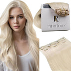 RUNATURE Blonde Clip in Hair Extensions Real Human Hair, Short Human Hair Clip in Extensions, Remy Hair Extensions Clip Ins, Double Weft Thick Full Ends Hair, 10 Inch 50g 3pcs #800 Platinum Blonde