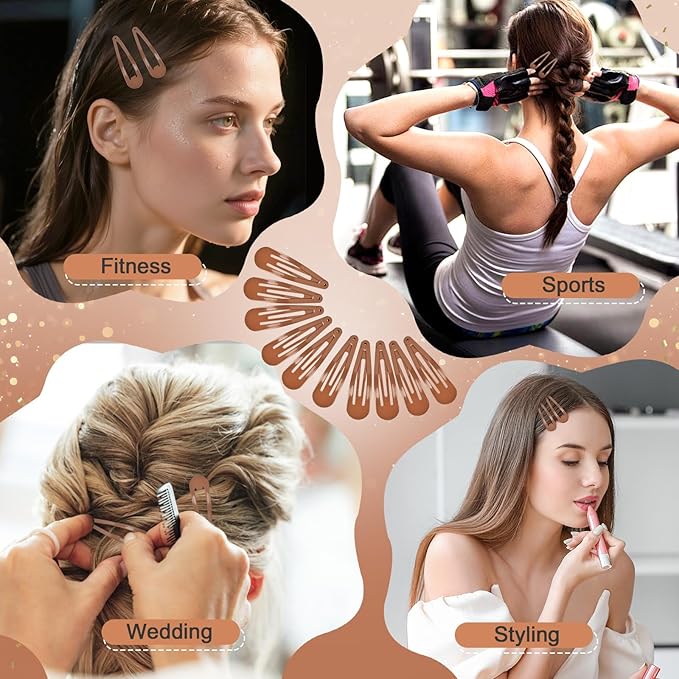 2 Inch Brown Hair Clips Barrettes Metal Snap Clips for Women Durable Water Drop Ideal Hair Accessories for Hairdressing Wedding and Everyday Use 20 pcs