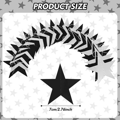 BEISHIDA Black Silver Star Garland Decor Twinkle Paper Star Streamers Backdrop - Image 3