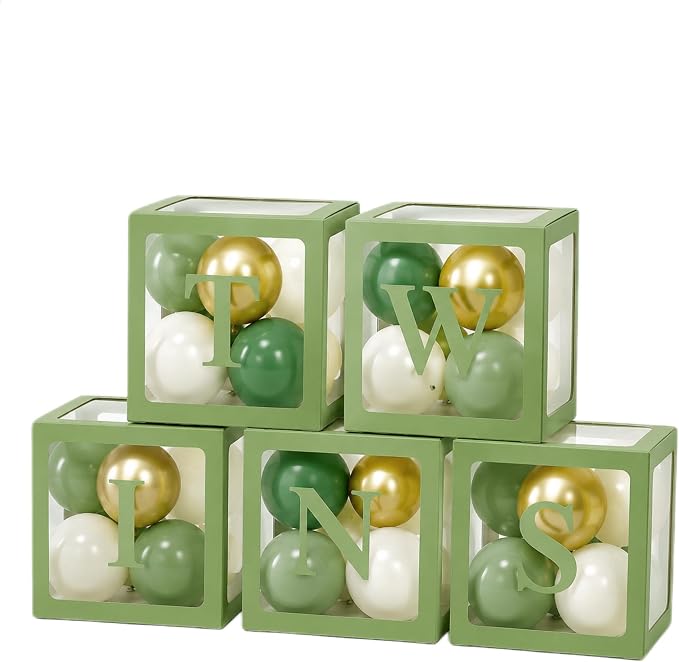 Thyle 5pcs Twins Balloon Boxes Clear Baby Shower Boxes by Thyle