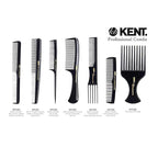 Kent SPC86 Black Salon-Style Professional Pick and Barber Comb - Afro Parting Comb for the Care of Curly and Thick Hair - Sleek style comb,Anti-Fatigue with a Rubberized Professional Finish