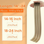 Full Shine Invisible Virgin Tape in Hair Extensions Color 2 Brown Fading to 18 Ash Blonde and 22 Double Sided Tape in Extensions 16Inch Seamless Injection Hair Extensions Tape ins 20Grams 10Pcs