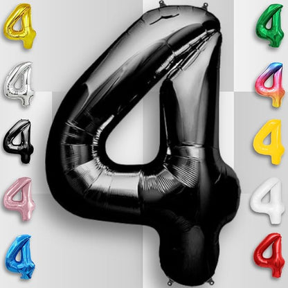Black Number Balloon 4 Mylar Foil Balloons 40 inch - Image 3