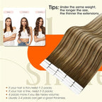 Full Shine Injection Tape in Hair Extensions Color 4/24/4 Bridal Hairstyles Lightweight Natural Straight Human Hair Tape in Extensions 20Inch 50G 20Pcs Seamless Invisible Extension