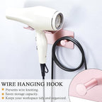 Hair Dryer Holder Wall Mount, Blow Dryer Holder for Wall, Adhesive Hairdryer Holders, Stainless Steel Blowdryer Holders Bathroom Hair Tool Organizer Hair Dryer Hanger Hook with Cord Storage(Rose Gold)