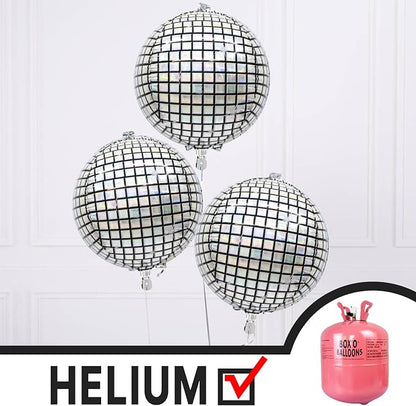 PartyWoo Silver Disco Ball Large Giant Foil Balloons 20pcs Different Sizes | 22 - Image 3