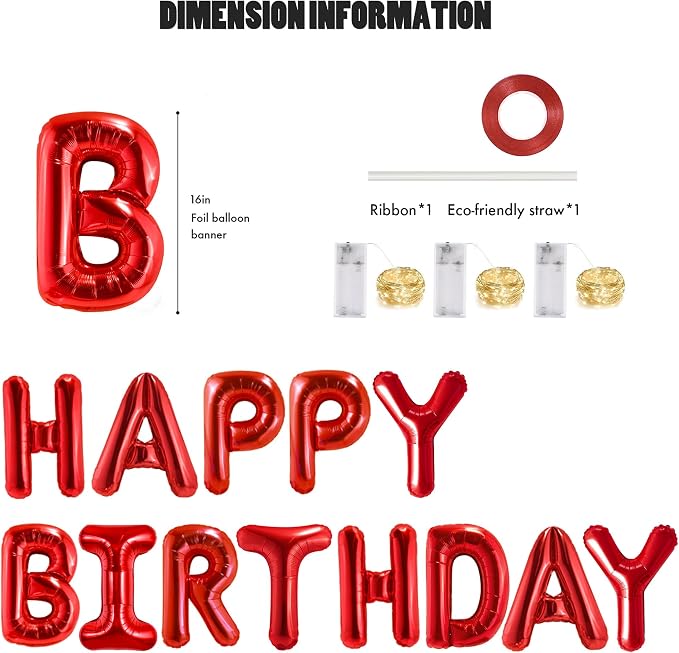 CANREVEL Happy Birthday Banner Decorations + Sign Balloons, - Image 2