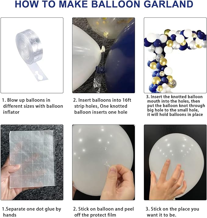 YMSZ Blue and Silver Balloons Garland Arch Kit, Fathers Day Party Decoration - Image 3