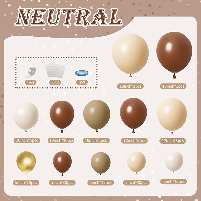 138PCS Brown Balloon Garland Arch Kit - Image 5