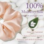 OLESILK Silk Scrunchies Oversized 100% Mulberry: Large for Long Thick Hair, Soft and Smooth for No Damage Hair Care Sleeping, Vintage Fashion