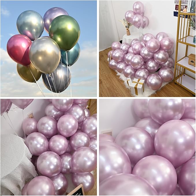 Jobkoo Metallic Pink Balloons, 12Inch Chrome Light Pink Balloons 30Pcs Light - Image 4