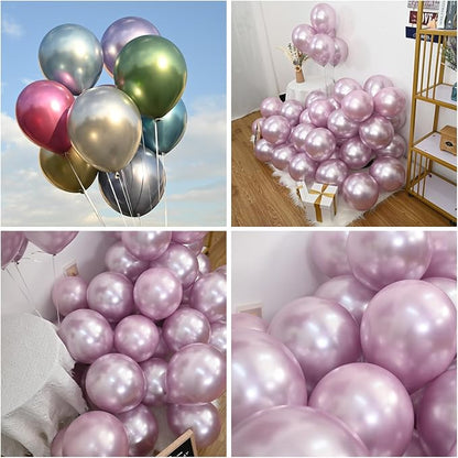 Jobkoo Metallic Pink Balloons, 12Inch Chrome Light Pink Balloons 30Pcs Light - Image 4