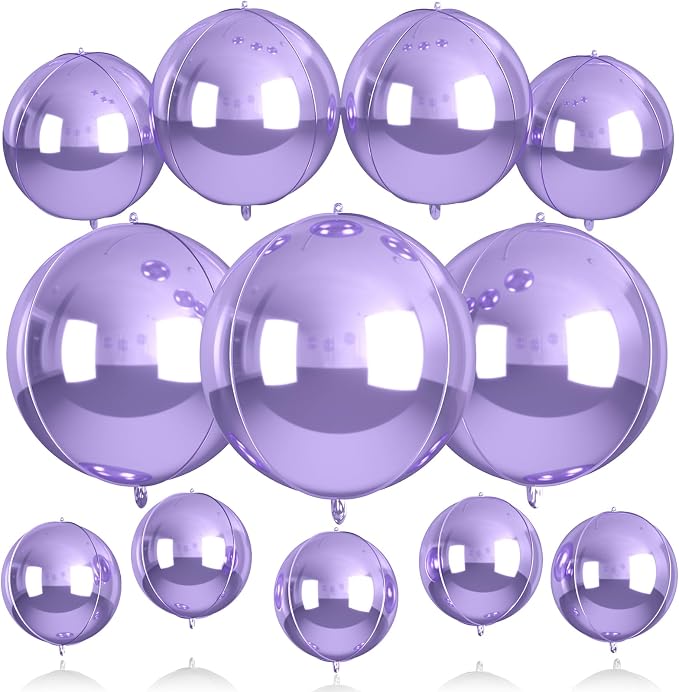 12Pcs Light Purple Round Balloons Foil, Big Metallic Purple Foil Balloons by BIAPIAN