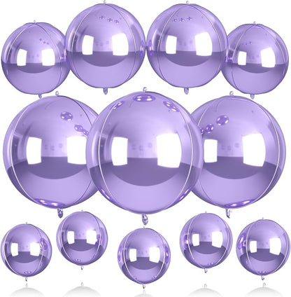 12Pcs Light Purple Round Balloons Foil, Big Metallic Purple Foil Balloons by BIAPIAN