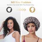 Aquior Shower Cap, Shower Cap for Women Reusable Waterproof, Large Bath Hair Cap for All Hair Lengths, Ladies, Men and Kids (Leopard)
