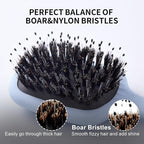 Mini Boar Bristles Hair Bursh, Travel Size Hair Brush for Women Men Kids, Protable Small Hair Brush for Pockets Purses, Mini Detangler Brush for Smooth Add Shine(Blue)