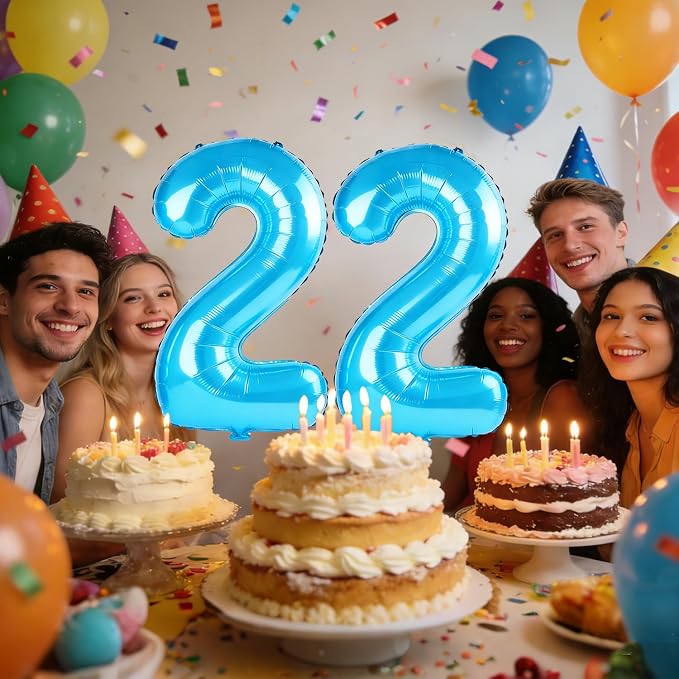 40 Inch Number 22 Balloons for 22nd Birthday Party Decorations, 0-100 Jewelry - Image 2