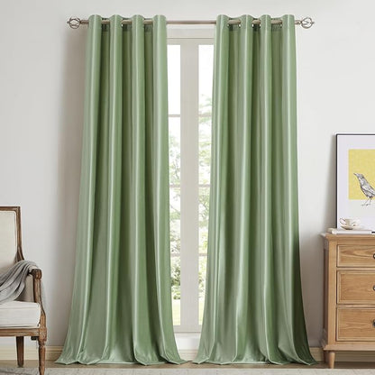BULBUL Velvet Sage Green Blackout Curtains 102 inch Long by ModernShinyVelvetCurtains