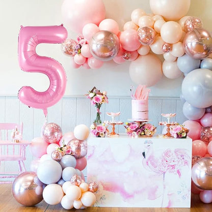 Pink Number 5 Balloon 40 Inch, Big Large Foil Helium Number Balloons, Jumbo - Image 2