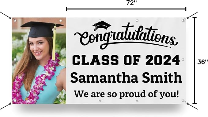 Personalized Graduation Photo Vinyl Banner Sign - Image 2