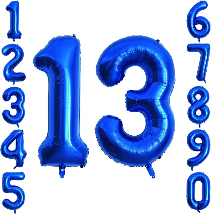 Navy Blue Number 13 Balloon 40 Inch, Shiny Foil Numeral Teen Milestone Decor | by Unknown