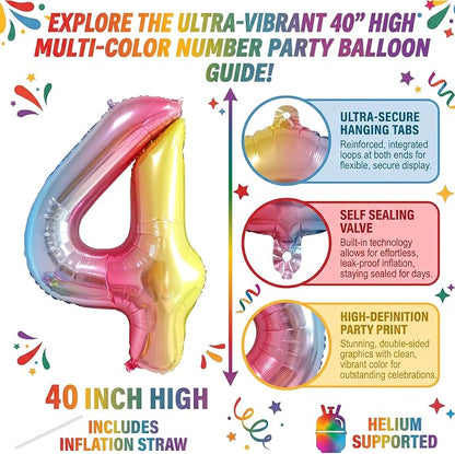 40 Inch Rainbow Foil Number 14 Balloon - Image 2