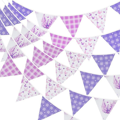 G2PLUS Purple Triangle Bunting Banner, 39FT Extra Long Reusable Cotton Triangle by G2PLUS