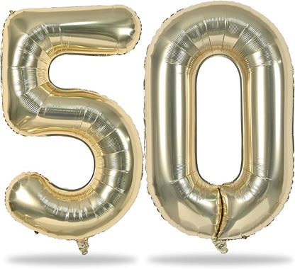 Lingqiang Champagne Gold Number 50 Balloons, 40 Inch Unisex Birthday Decorations by Lingqiang