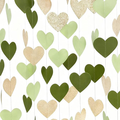 Sage Green Champagne Gold Heart Party Decorations Glitter Champagne Gold Paper by pinkblume
