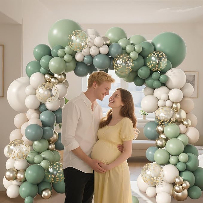 Amandir 173Pcs Dusty Green White Sand Balloon Arch Garland Kit | Beige Cream - Image 5