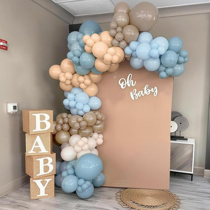 Dusty Blue Neutral Balloons, 12Inch Retro Blue Boho Apricot Latex Balloons - Image 4