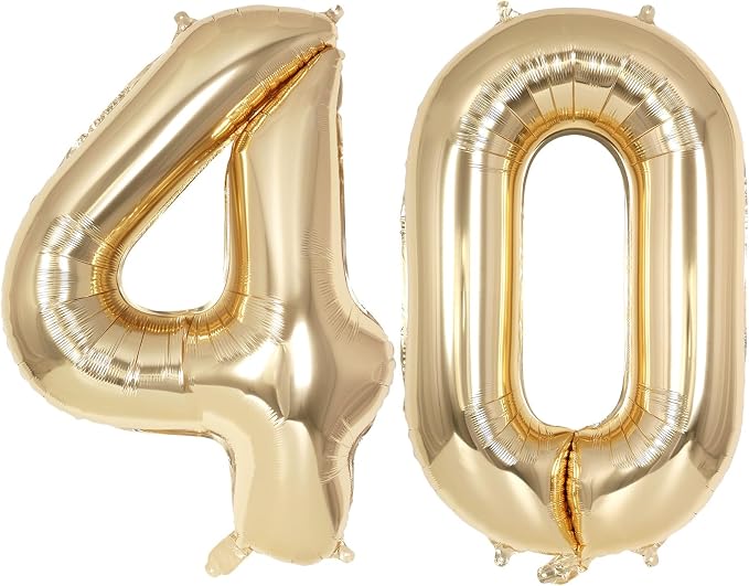 Champagne Large Number 40 Balloon, 40 Inch Light Gold Foil Helium Number by AIQINHU