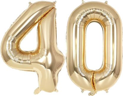 Champagne Large Number 40 Balloon, 40 Inch Light Gold Foil Helium Number by AIQINHU