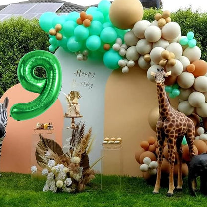 TONIFUL 40 Inch Dark Green Number 9 Balloons Large Foil 9th Birthday Decor | - Image 6