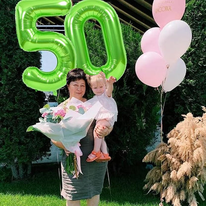 TONIFUL 40 Inch Green Number 50 Balloon Large Foil 50th Birthday Decoration | - Image 4