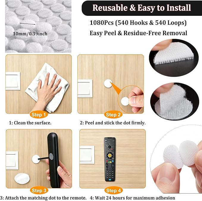 Hook and Loop Self Adhesive Dots, Strong Adhesive Fastener Dots - Image 4