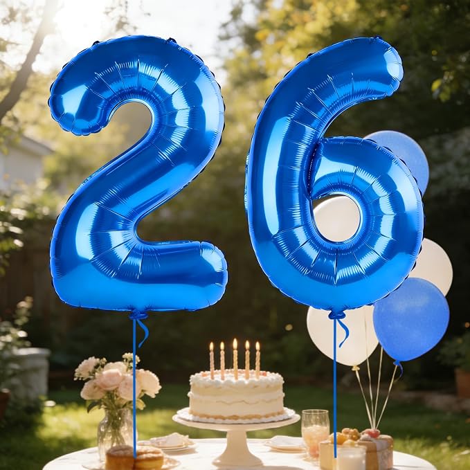 40 Inch Number 26 Balloons for 26th Birthday Party Decorations, 0-100 Dark Blue - Image 3