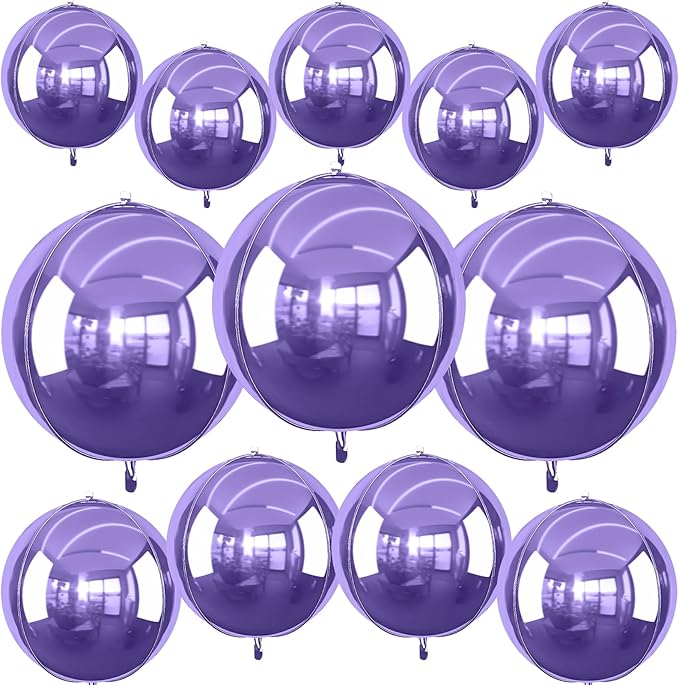 12Pcs Light Purple Round Foil Balloons, Metallic Purple Foil Balloon by vibzox