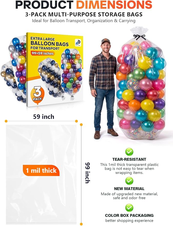 3 Pack 98.4x59 Inch Extra Large Balloon Transport Bags - Image 2