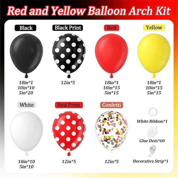 131pcs Red and Yellow Balloon Arch Kit - Image 2