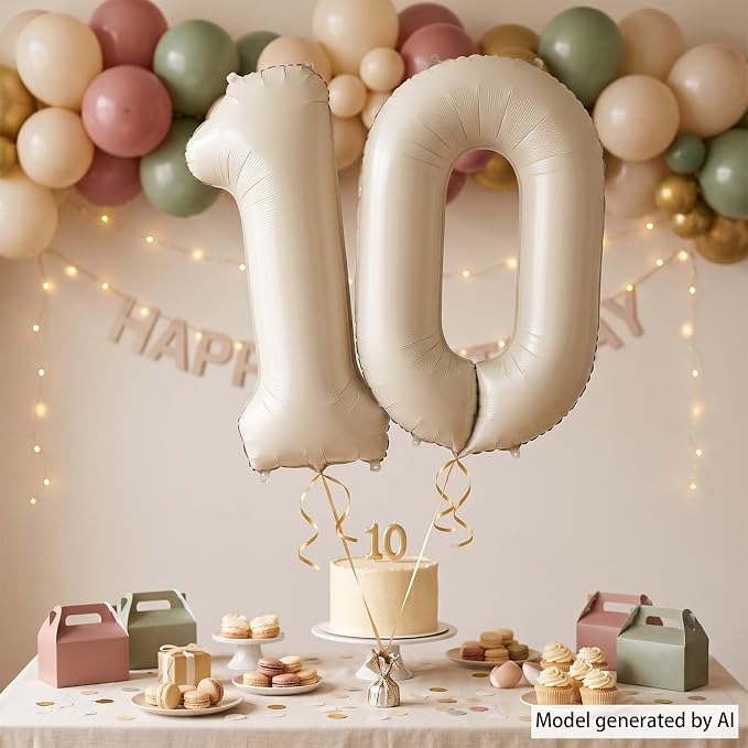 Cream Number 0 Balloon 40 Inch, Foil Numeral - Image 7