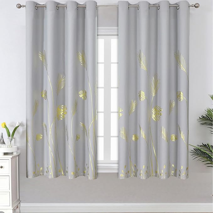 Light Grey Blackout Curtains 63 Inches Long, Light Blocking Thermal Insulated by ESTELARTEXTILER