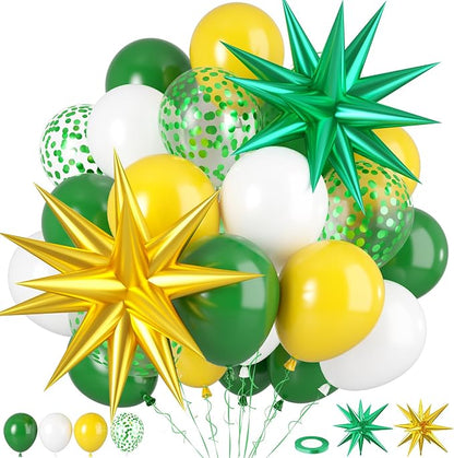 Yellow And Green Balloons, 12inch Green Yellow White Balloons, Confetti Balloon by Paready