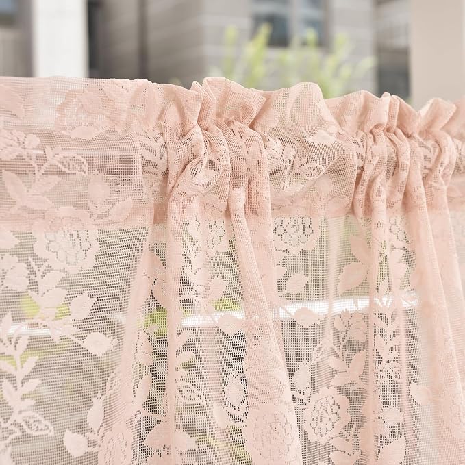 FINECITY Blush Lace Valance Curtain - Image 3