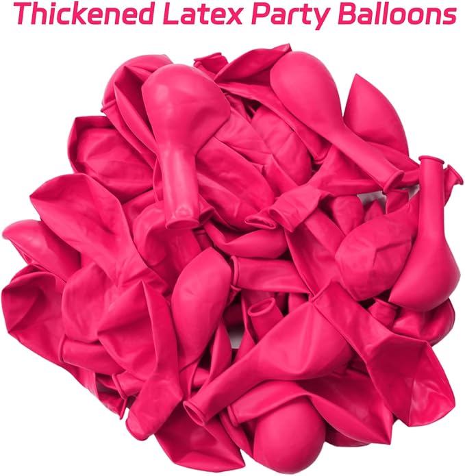 Hot Pink Balloons 100 pcs 12 inch Thicken Latex Hot Pink Balloon Pink Round - Image 4