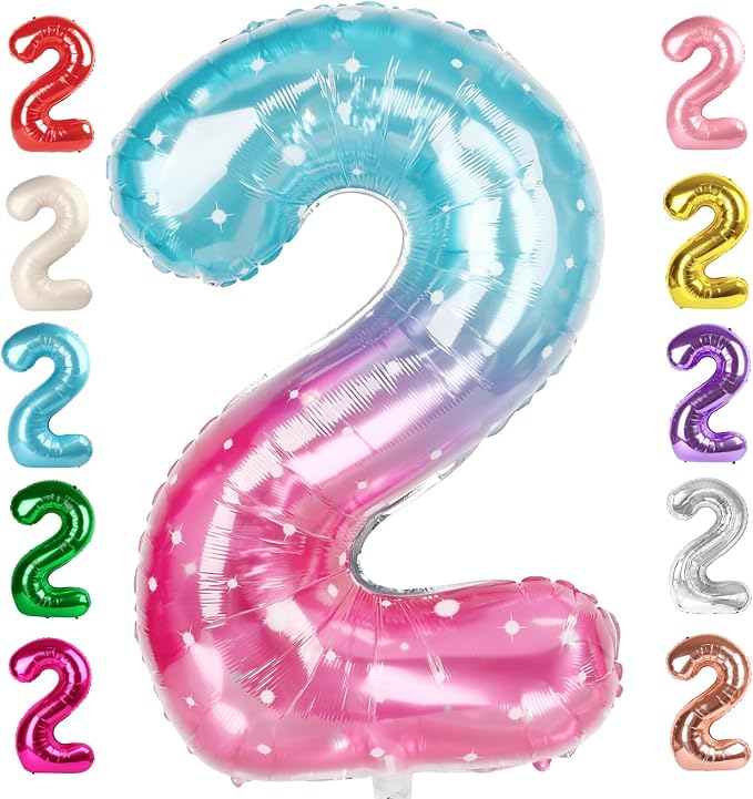 2 Balloon Numbers Birthday Decorations, 40In Pink Purple Blue Balloons | by Mluchee